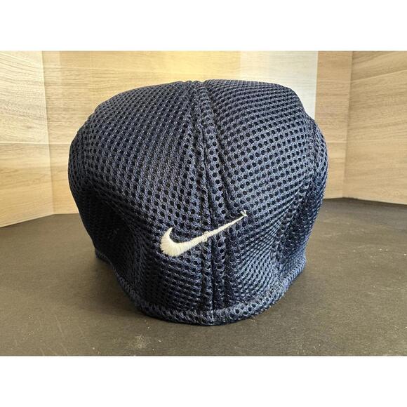 Vintage 90s Nike Predator Mesh Newsboy Cabbie Flat Cap Grandpa Navy Blue Rare - Picture 7 of 9